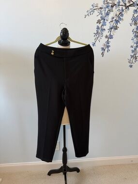 INC International Concepts Black Cropped Dress Pants with Gold Button